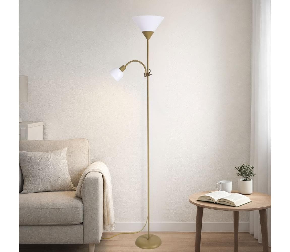 Brilagi - Stojacia lampa ARIANA 1xE27/100W/230V + 1xE14/25W zlatá 63053
