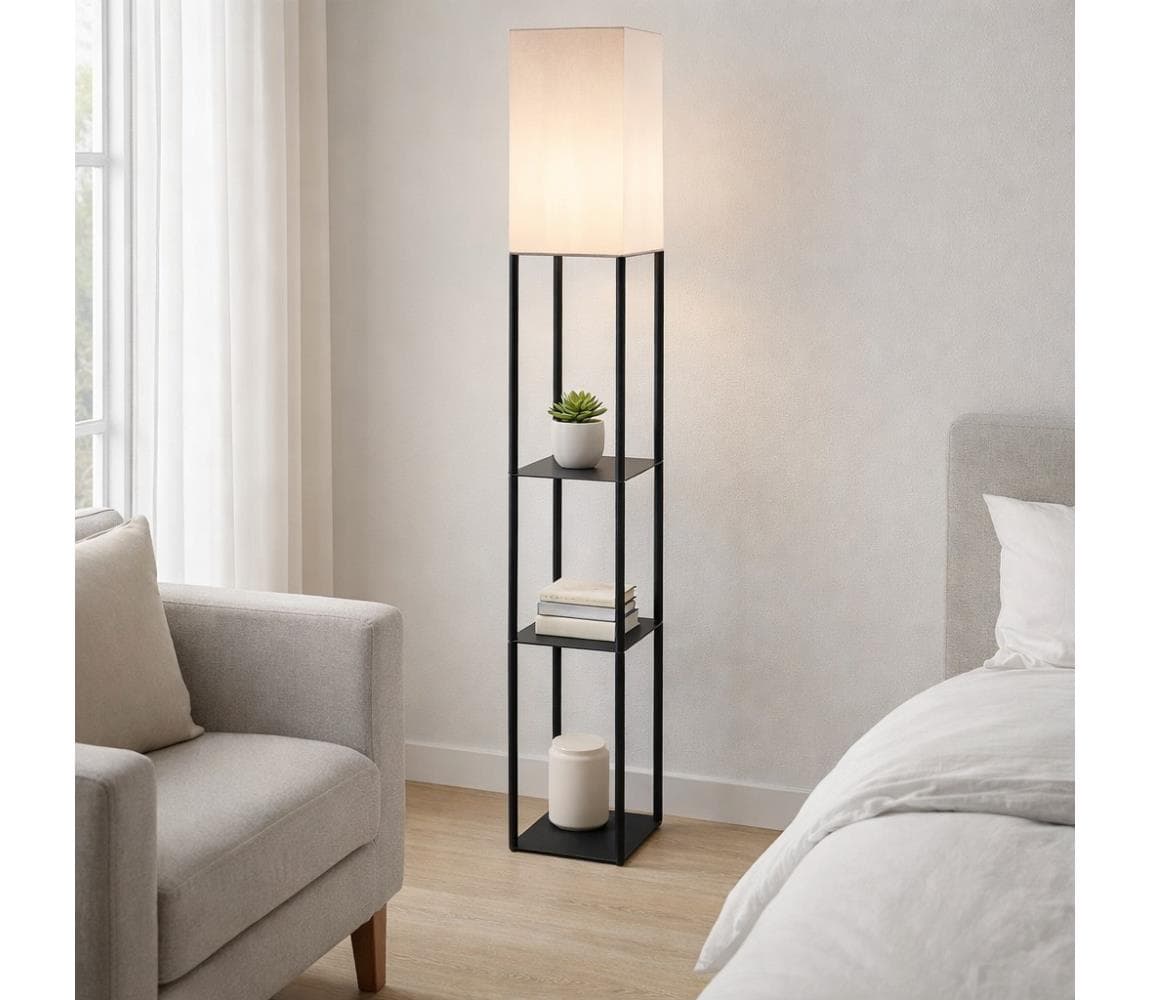 Brilagi - Stojacia lampa s policami GRADUS 1xE27/40W/230V 150 cm čierna/biela 63018