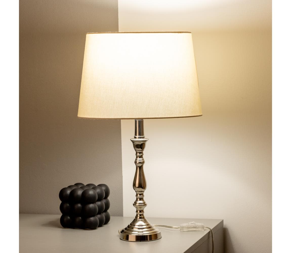 Brilagi - Stolná lampa CERIA 1xE27/60W/230V Ø 30 cm lesklý chróm/béžová 1xEG78312+1xEG781037