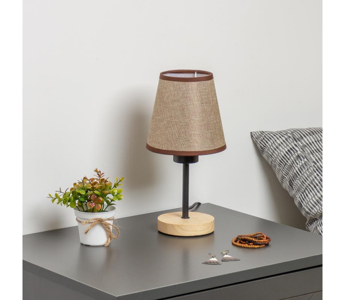 Brilagi - Stolná lampa NUBILA WOOD 1xE27/25W/230V dub/hnedá BG1567+BG1570