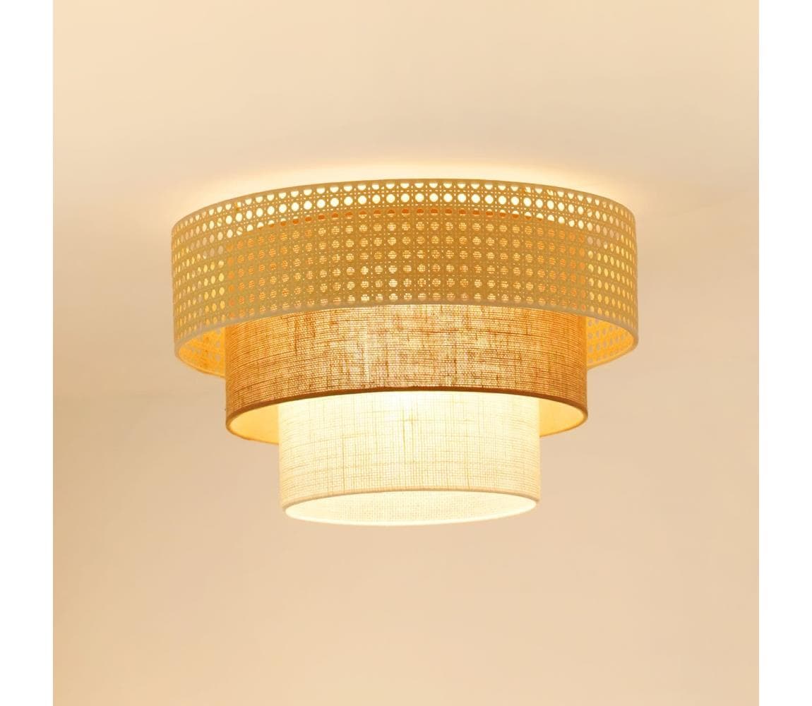 Brilagi-Stropné svietidlo CEDAR LUNETA 1xE27/15W/230V pr. 45 ratan/hnedá/krémová 607926