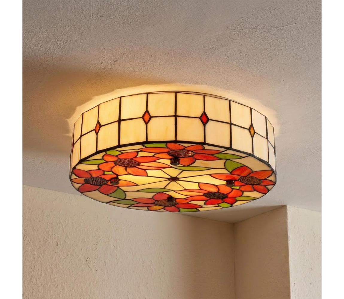 Brilagi - Tiffany vitrážné stropné svietidlo SUNFLOWER 3xE27/60W/230V priemer 40 cm BRC-8004A