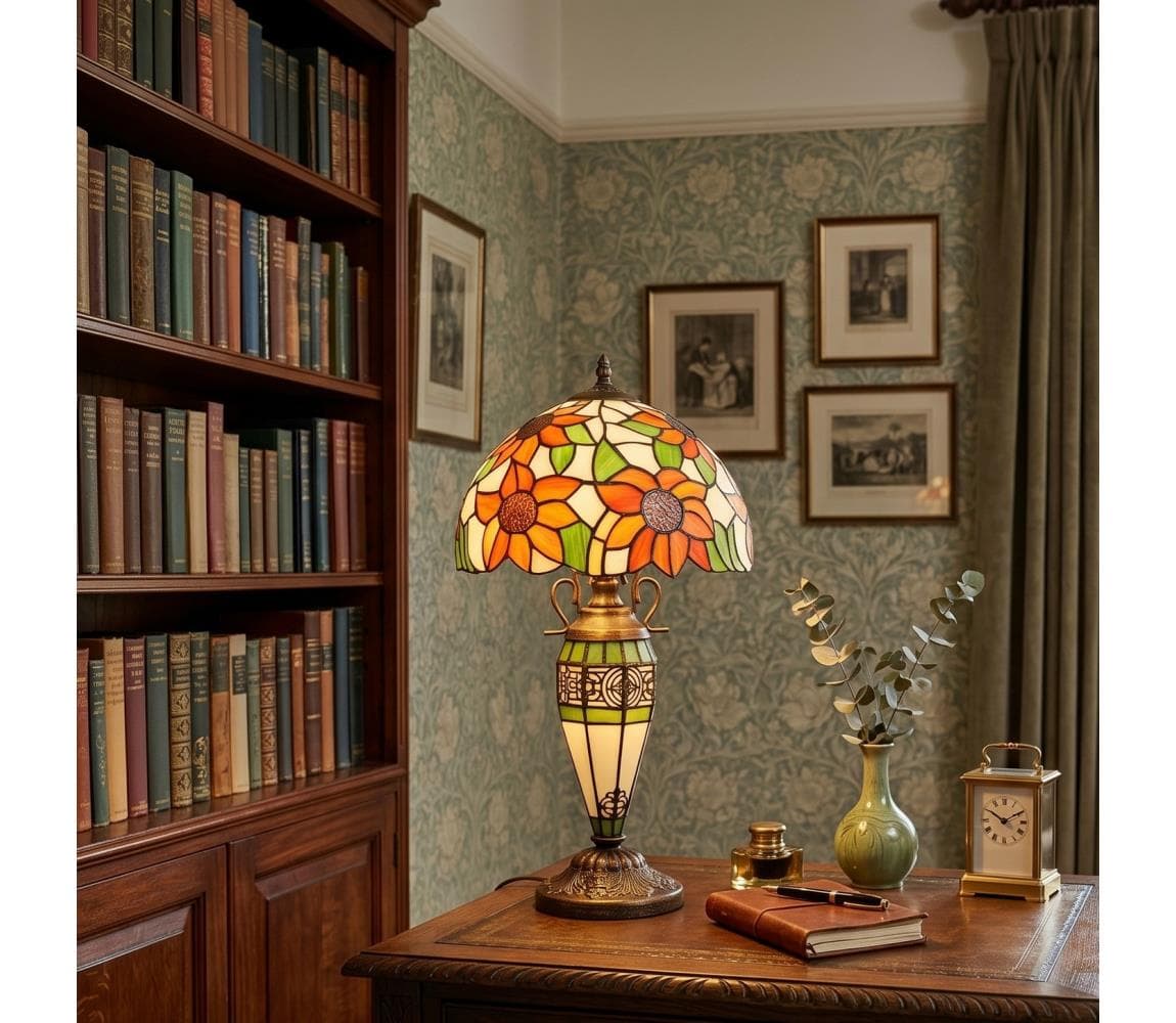 Brilagi - Tiffany vitrážová stolná lampa SUNFLOWER 1xE27/60W/230V + 1xE14/40W BRT-8004E