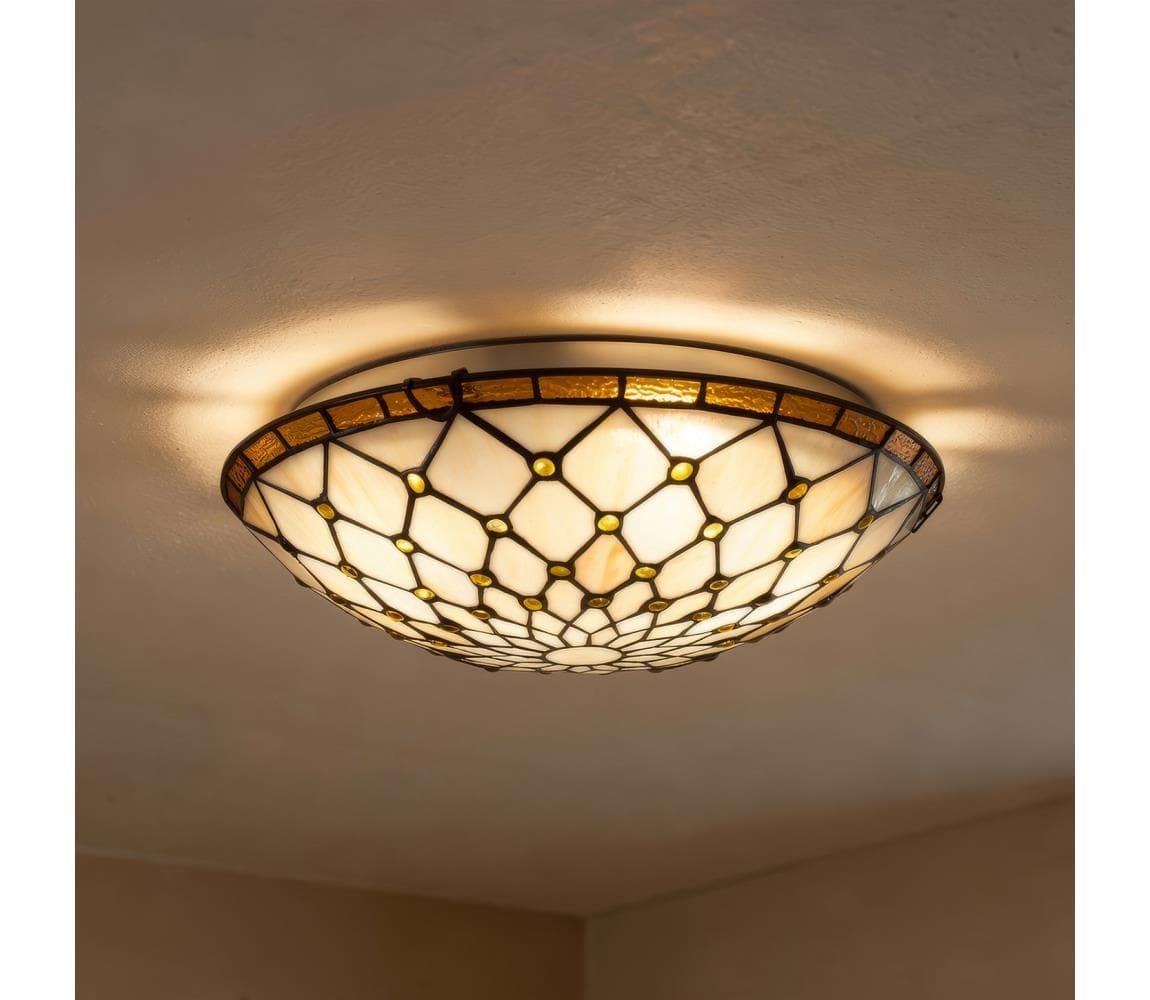 Brilagi - Tiffany vitražové stropné svietidlo IVORY 2xE27/60W/230V, priemer 40 cm BRC-12016