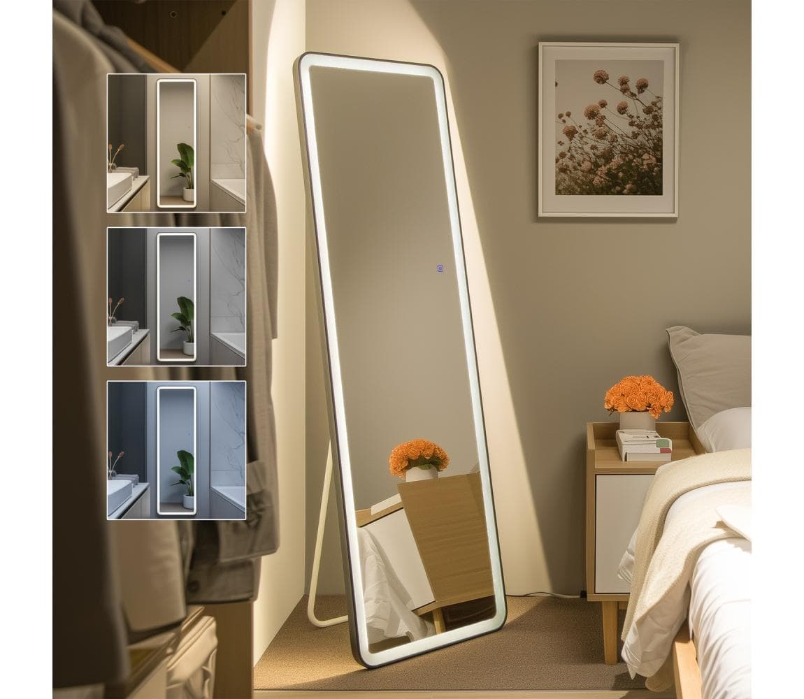 Brilagi - Voľne stojace zrkadlo ELEGANZA LED/42W/230V 160x50 cm IP44 CRI 90 stmievateľné+CCT FG-CY48-A01-16050-01-BLK