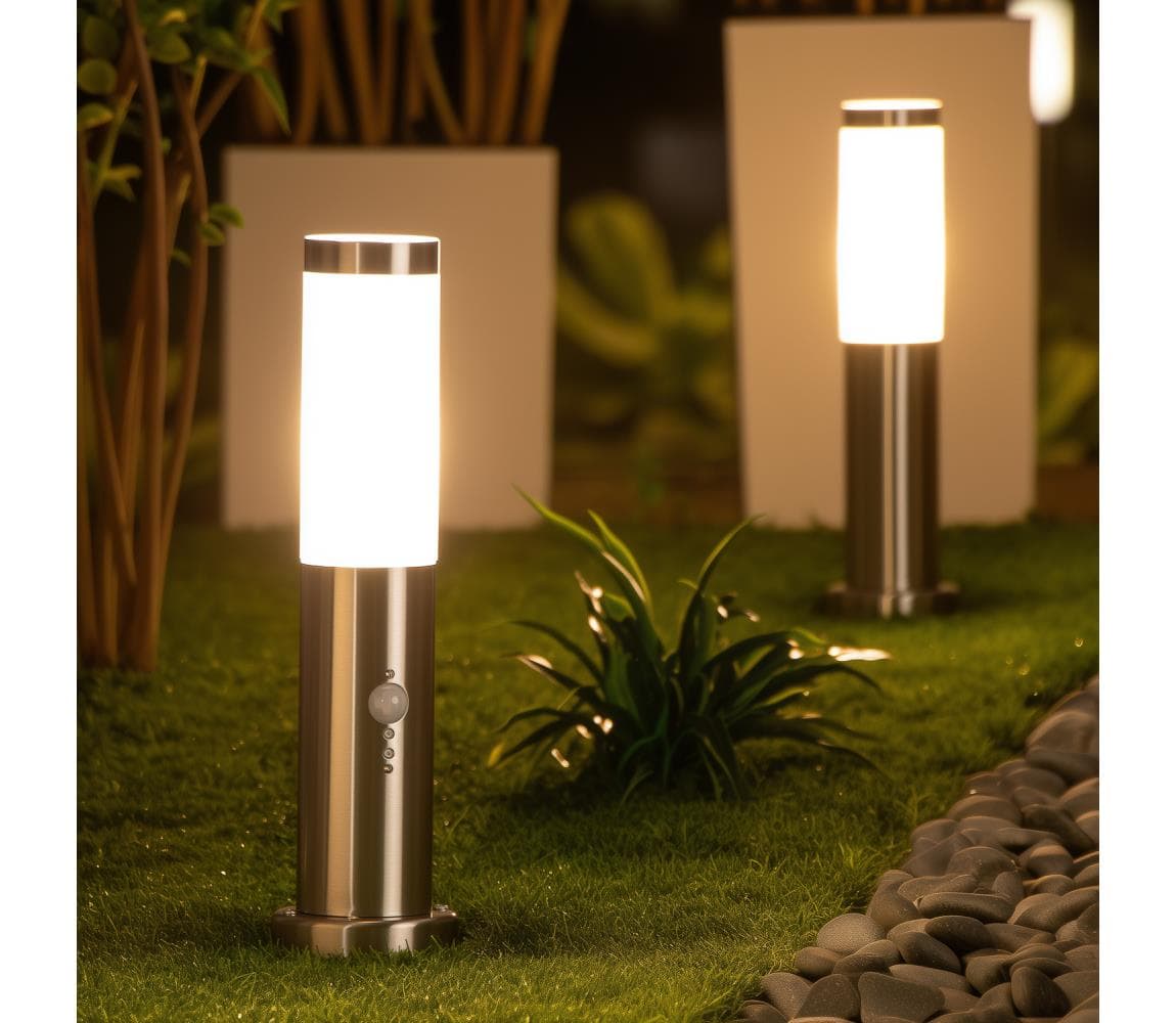 Brilagi - Vonkajšia lampa so senzorom NOVA 1xE27/15W/230V 40 cm IP44 matný chróm FG-KH142PSH-40-SEN-SIL