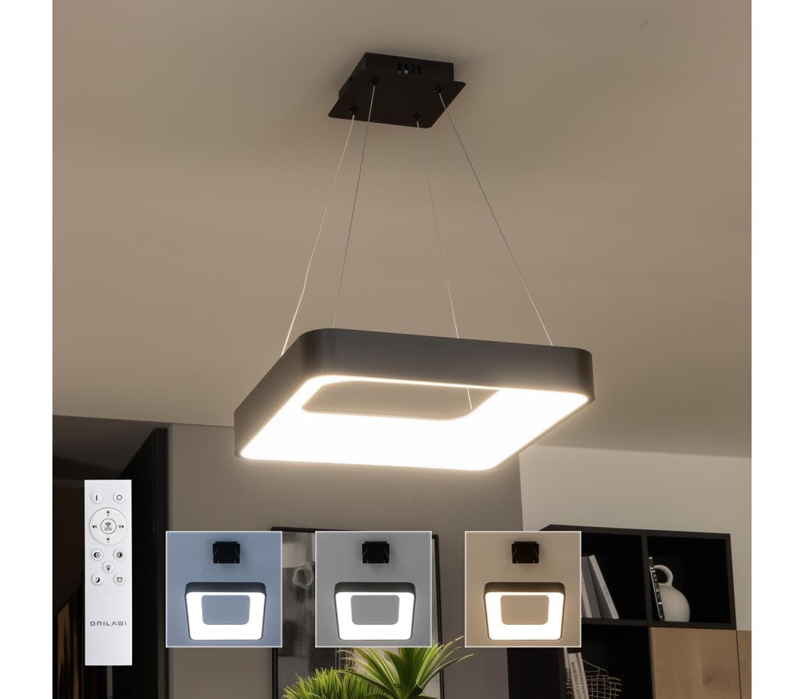 Brilagi - Závesný stmievateľný LED luster na lanku FALCON II LED/80W/230V 40x40 cm čierna + diaľkové ovládanie BRDC2669-400/CR