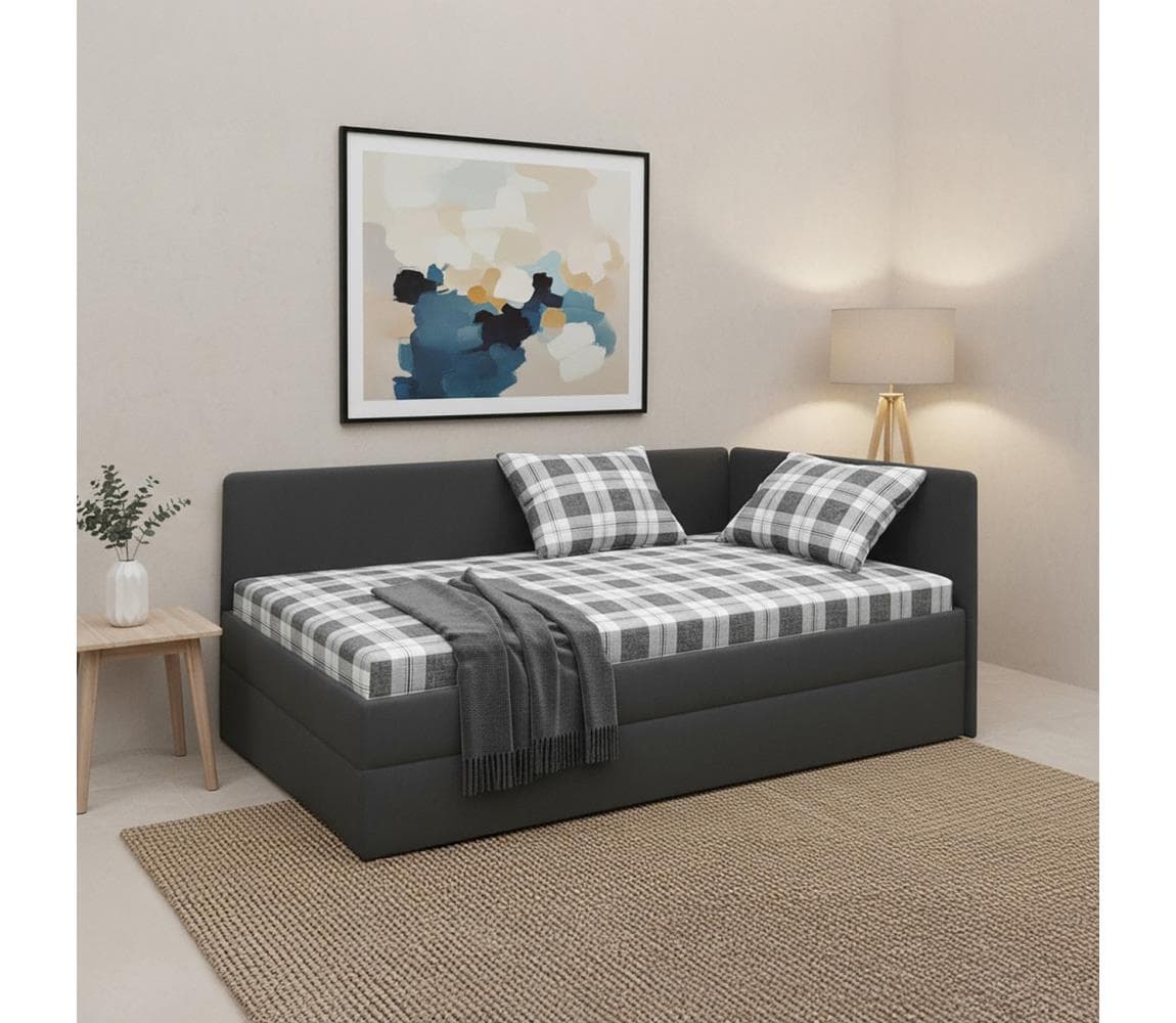 Čalúnená válenda s univerzálnym čelom L/P ARLY 110x200 cm antracit/biela 8590828129370