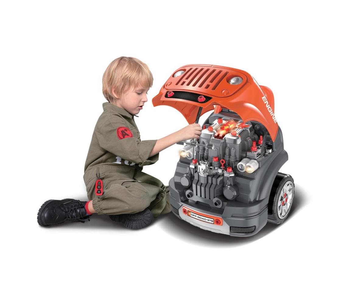 Buddy Toys Detská autodielňa 3xAAA + 1xCR2025 oranžová/šedá 57001243