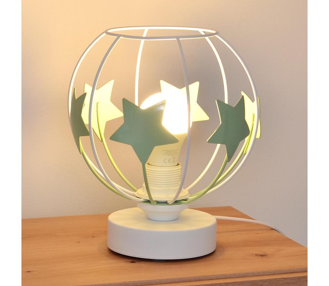 Detská stolná lampa STARS 1xE27/15W/230V zelená/biela B-1385/1 WT+MT