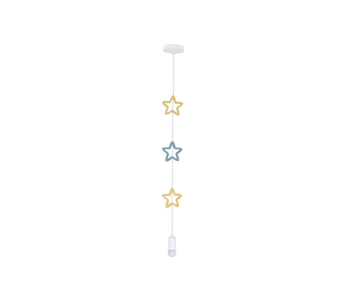 Detský luster na lanku STARS 1xE27/20W/230V žltá/modrá/biela 31-12012