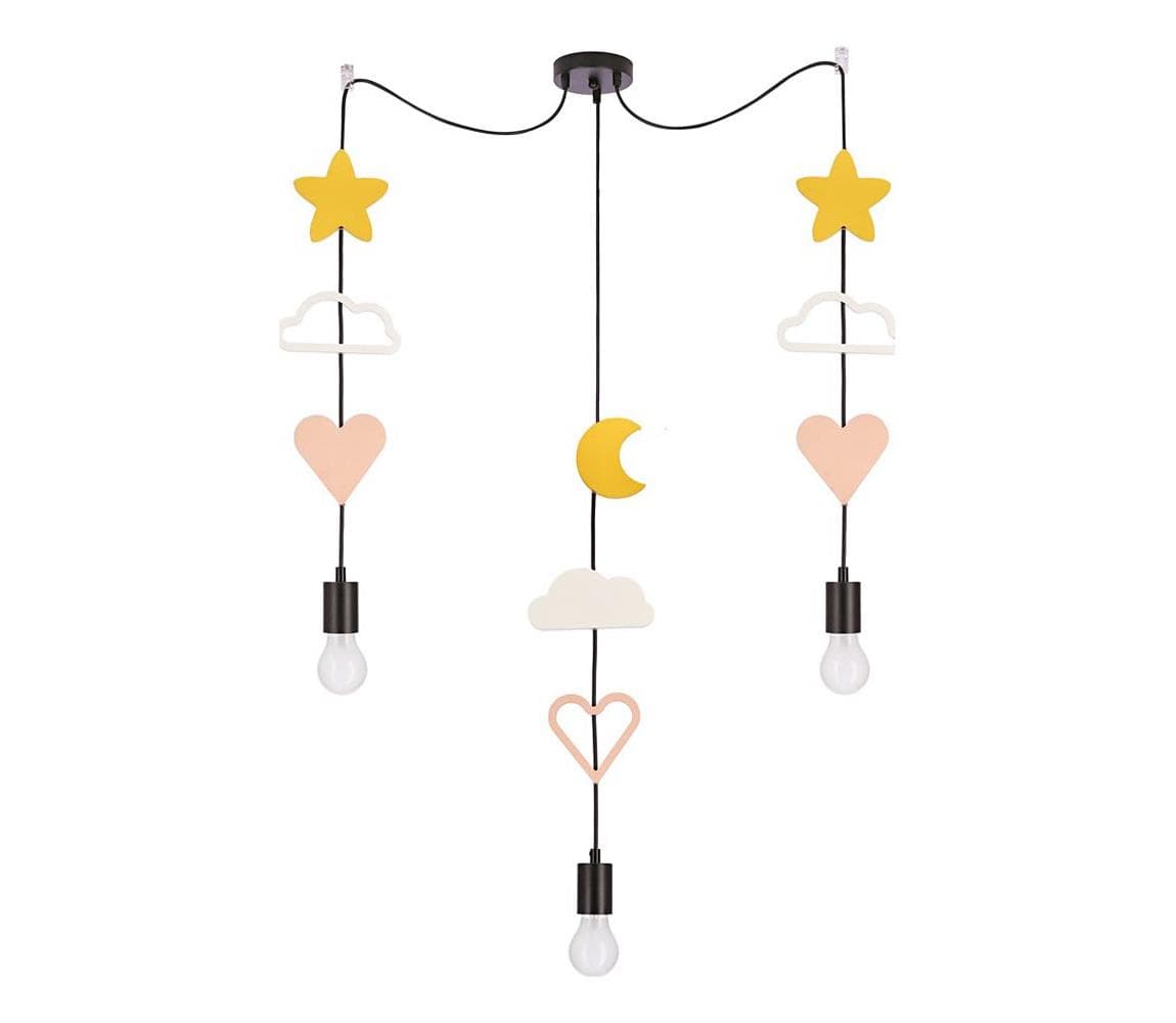 Detský luster na lanku TRIO 3xE27/20W/230V žltá/biela/ružová 33-27542