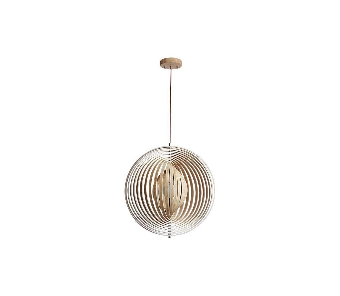 Drevený luster na lane 1xE27/60W/230V pr. 43,5 cm masív/dyha/buk/kaučukovník WRE061