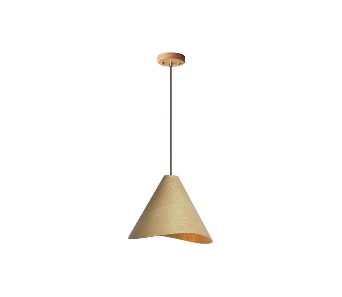 Drevený luster na lane 1xE27/60W/230V pr. 45 cm masív/dub/kaučukovník WRE012