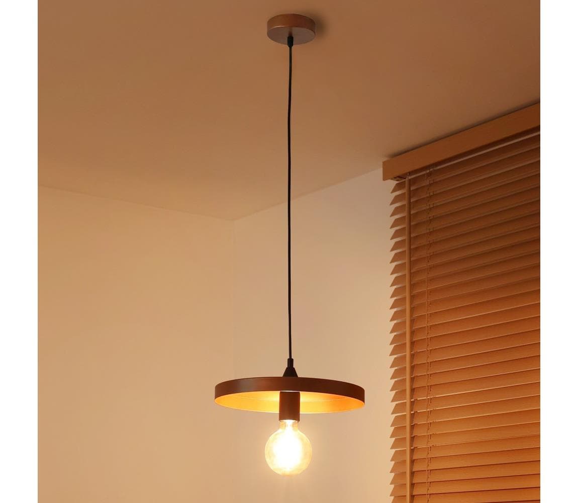 - Luster na lanku IRONLINE 1xE27/15W/230V pr. 30 cm medená/čierna 70576