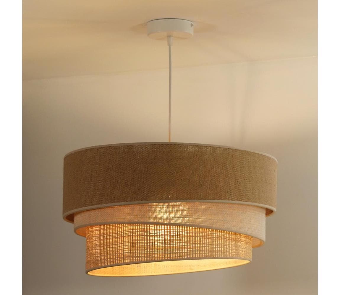 - Luster na lanku YUTE TRIO 3xE27/15W/230V pr. 60 cm hnedá/šedá/béžová 603799