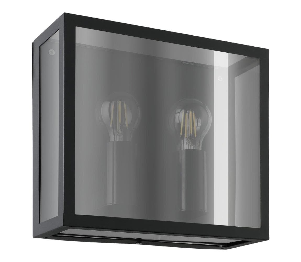 Eglo 31566 - Vonkajšie nástenné svietidlo ALAMONTE SMOKE 2xE27/40W/230V IP44 čierna 31566