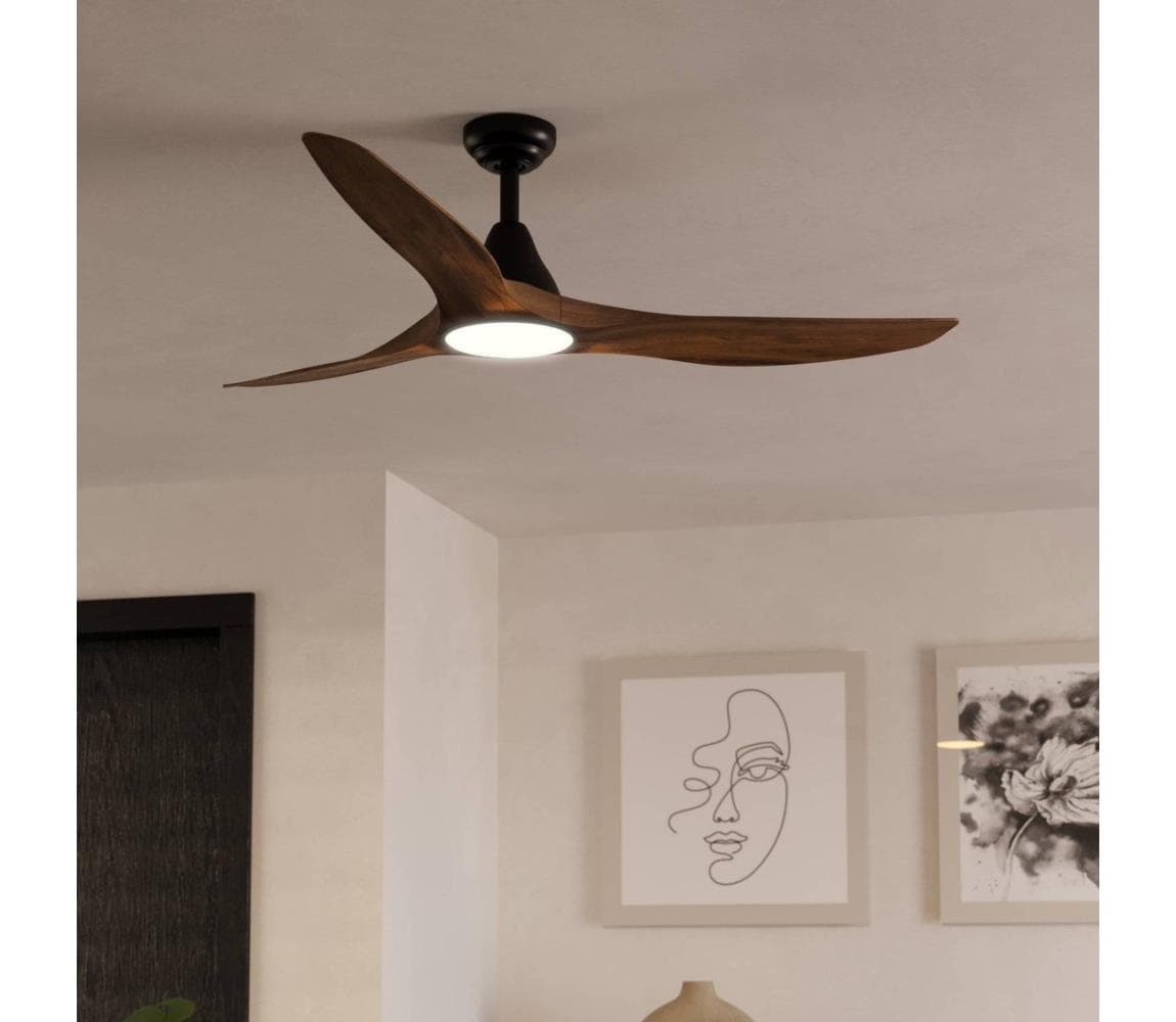 Eglo 35113 - LED stropný látor PORTSEA LED/19W/230V pr. 132 cm hnedý + diaľkový ovládač 35113
