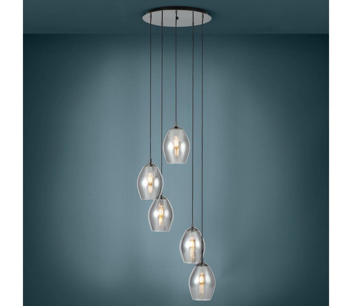 Eglo 39567 - Luster na lanku ESTANYS 5xE27/60W/230V dymová 39567