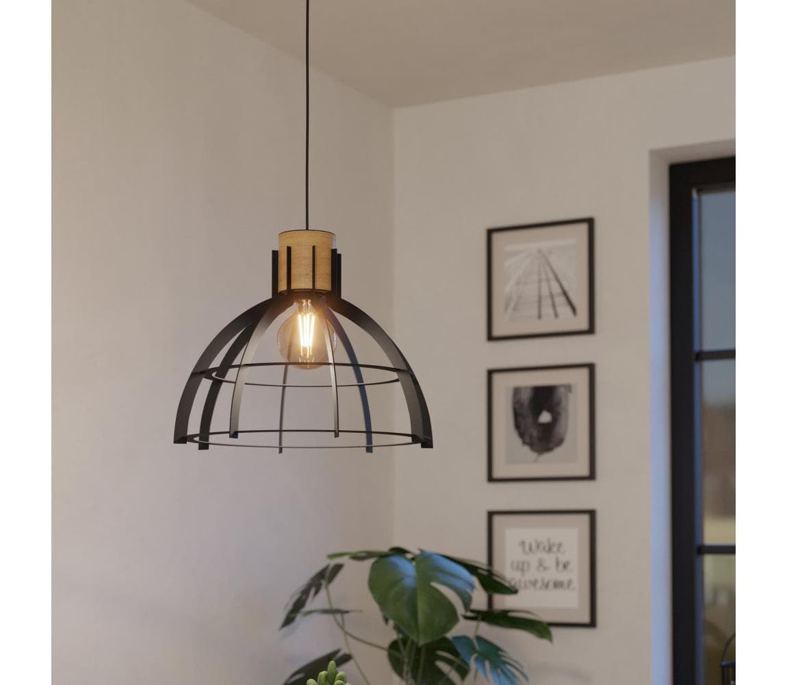 Eglo 43769 - Luster na lanku STILLINGTON 1xE27/40W/230V čierna 43769
