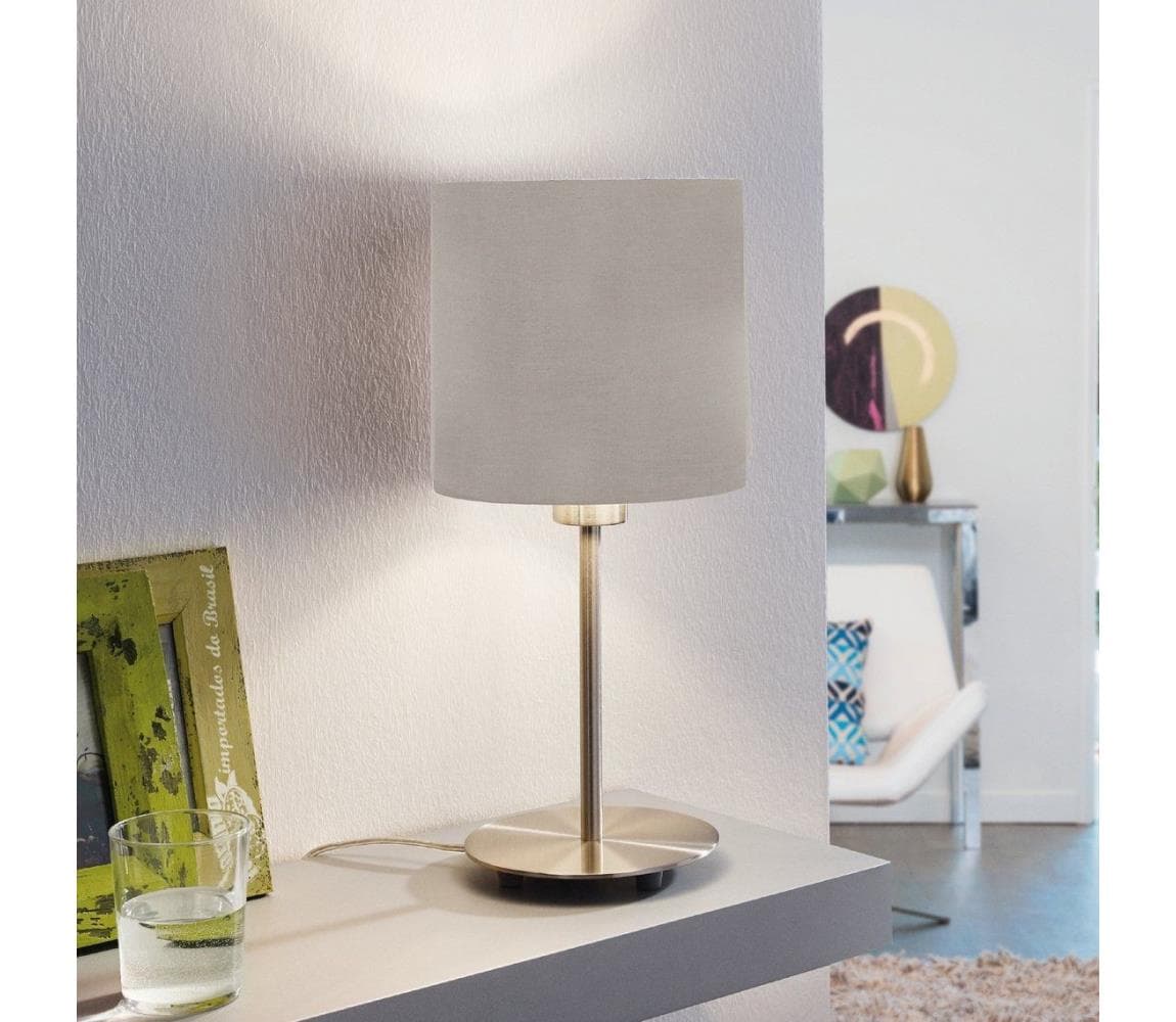 Eglo 54745 - Stolná lampa ANADIA 1xE14/40W/230V taupe/matný chróm 54745