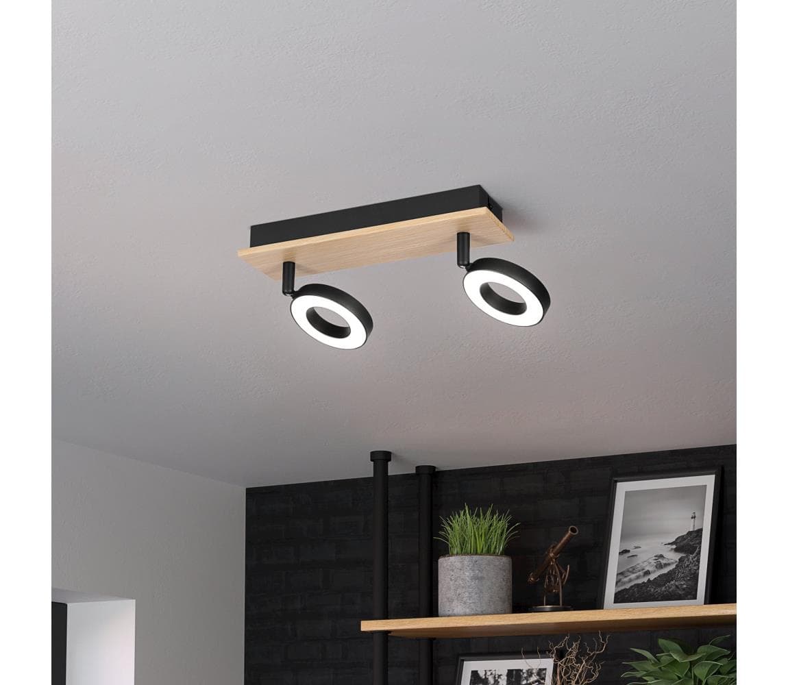 Eglo 901203 - LED Bodové svietidlo RIELVES 2xLED/4,2W/230V čierna/hnedá 901203