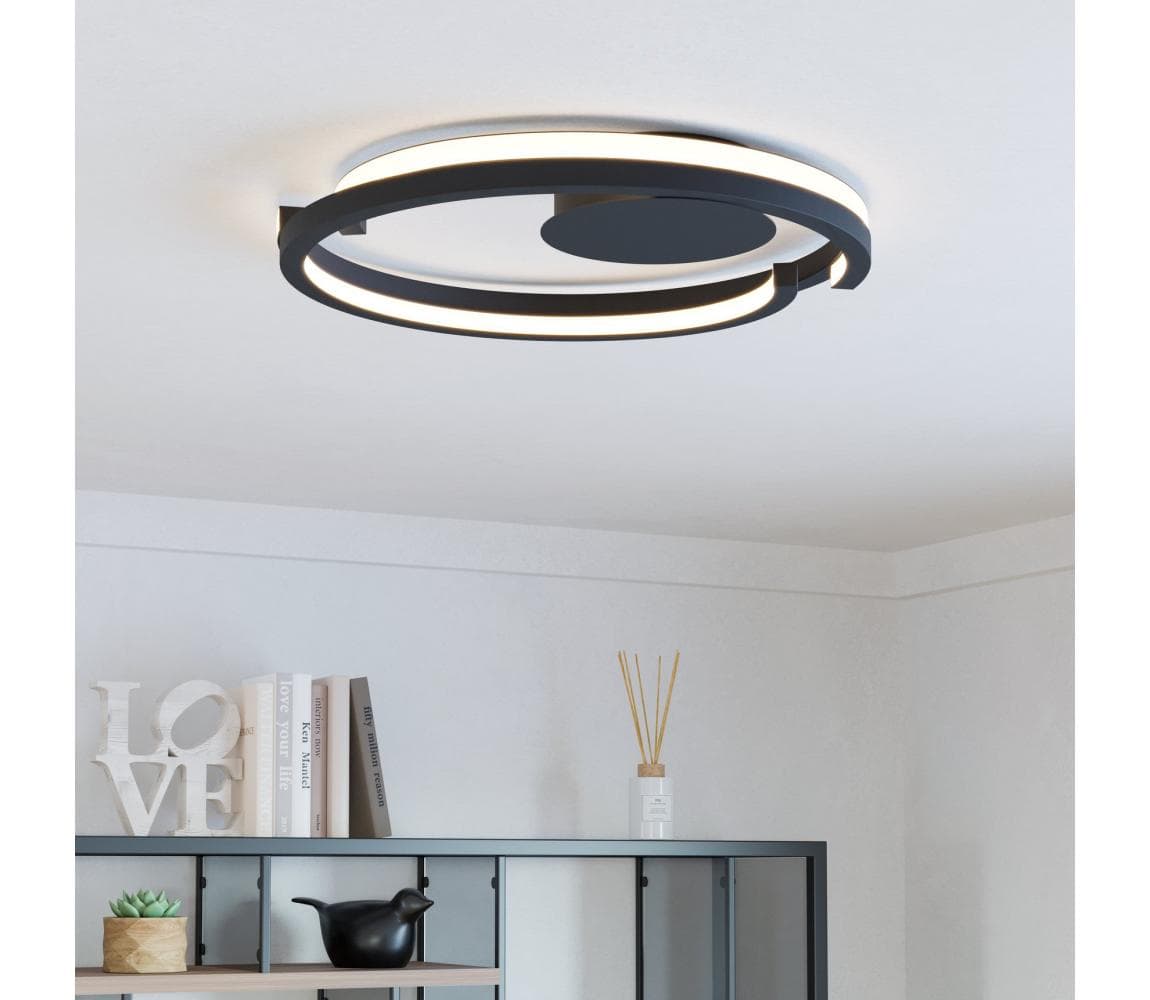 Eglo 901821-LED Stmievateľné stropné svietidlo MEZZOMONTE 2xLED/20W/230V pr.48cm čierna+DO 901821