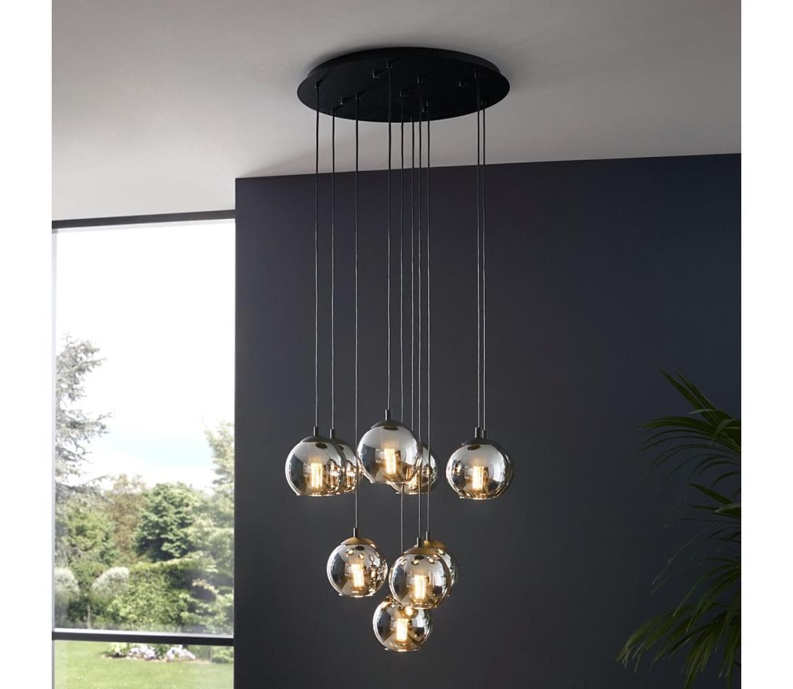 Eglo 98654 - Luster na lanku ARISCANI 10xE27/40W/230V čierna/lesklý chróm 98654