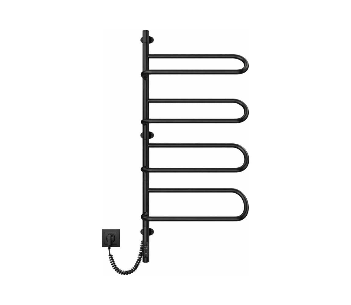 Mario-Radiators Elektrický otočný sušiak na uteráky ELECTRA 120W/230V 102,5x47,5 cm nerez/čierna ľavá 2.3.1005.11.BM