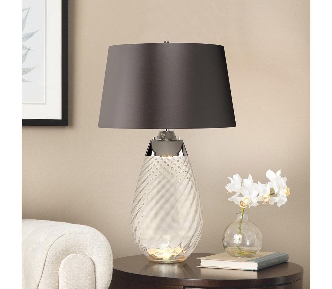 Elstead LENA-TL-L-SMOKE - LED Stolná lampa LENA 1xE27/40W/230V 74 cm šedá LENA-TL-L-SMOKE