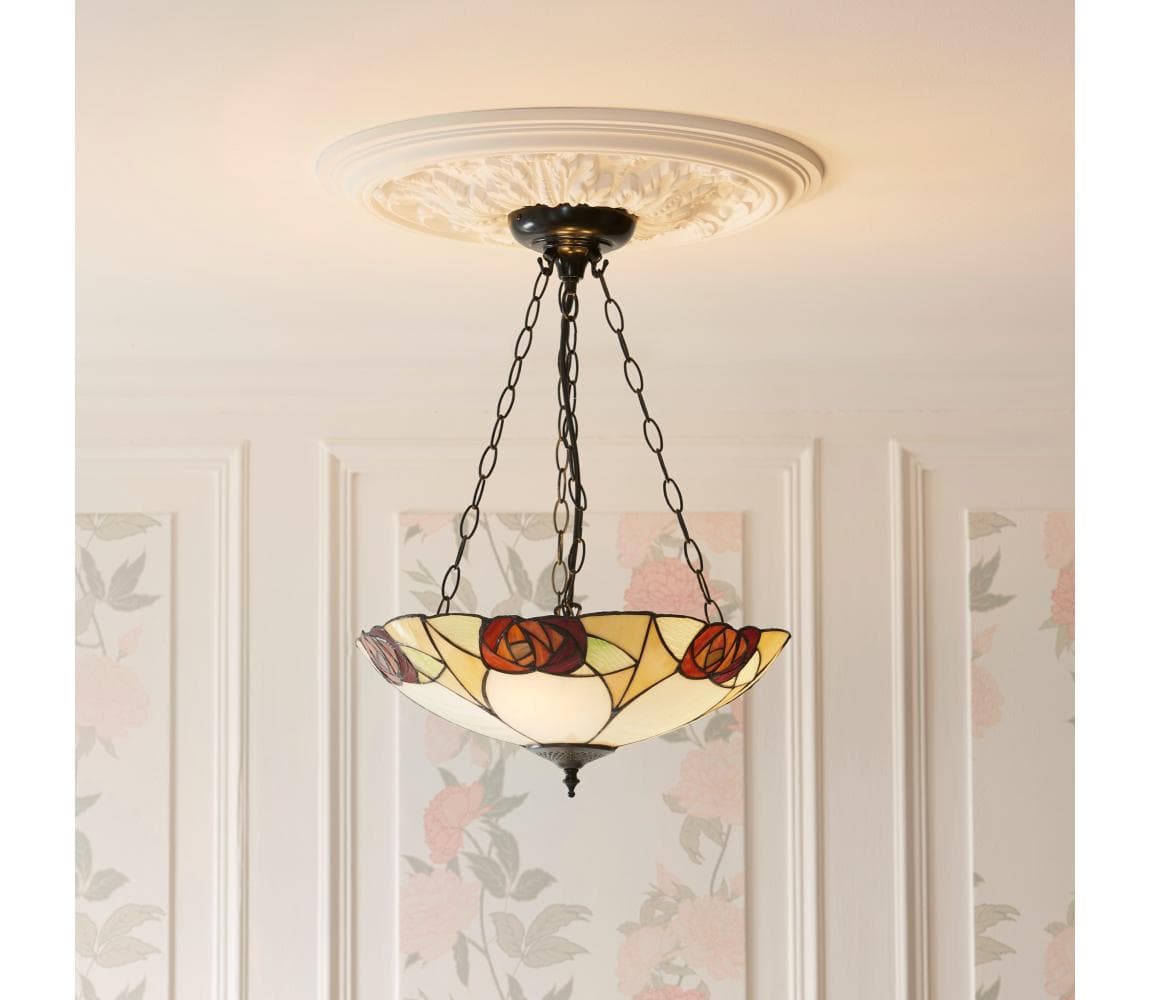 Endon 111879 - Luster na reťazi Tiffany INGRAM 3xE27/10W/230V pr. 45 cm 111879