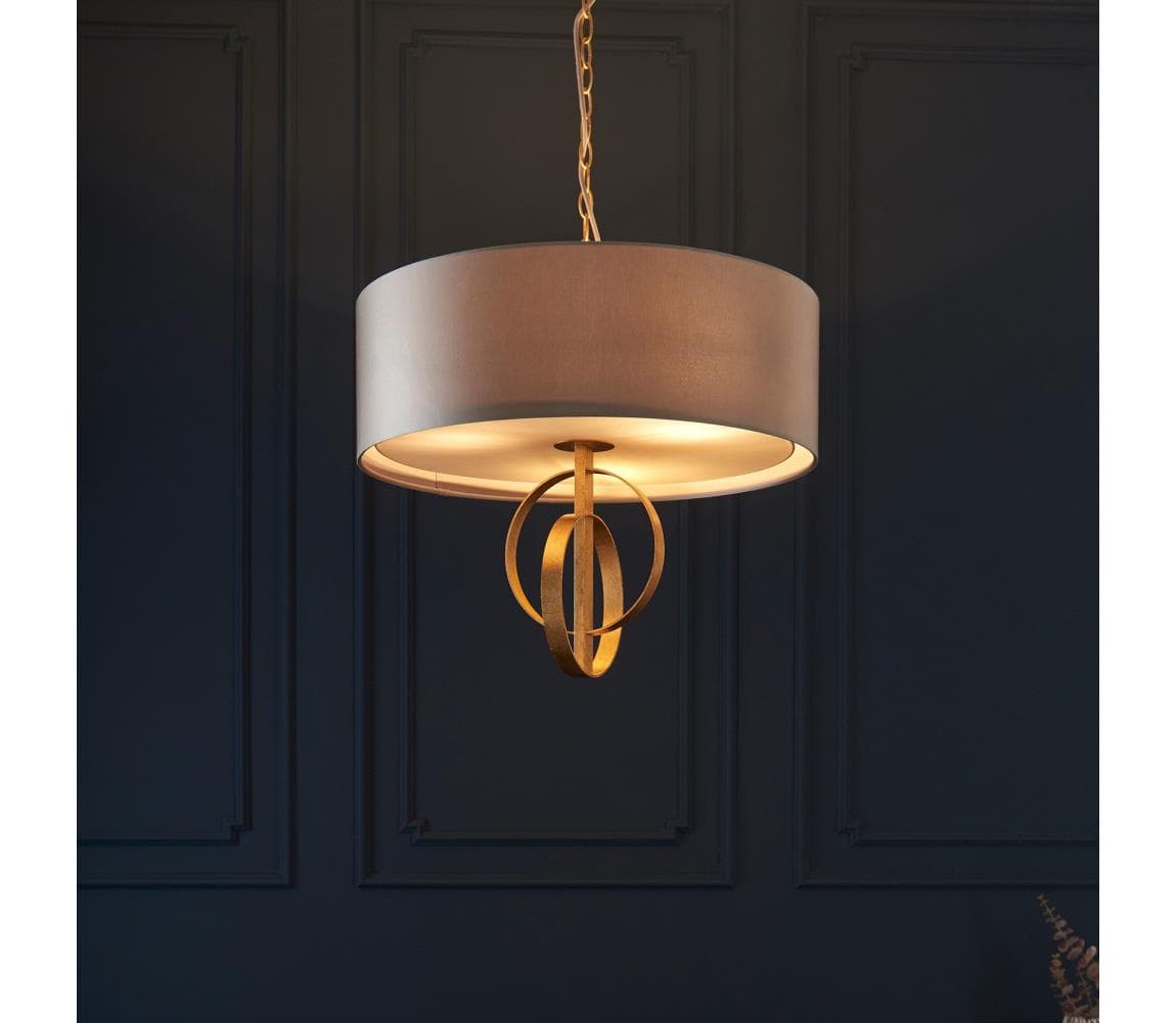 Endon 95212 - Luster na reťazi 3xE27/10W/230V priemer 60 cm sivá/mosadz 95212