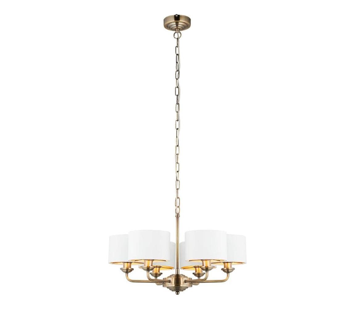 Endon 98936 - Luster na reťazi HIGHCLERE 6xE14/28W/230V biela/mosadz 98936