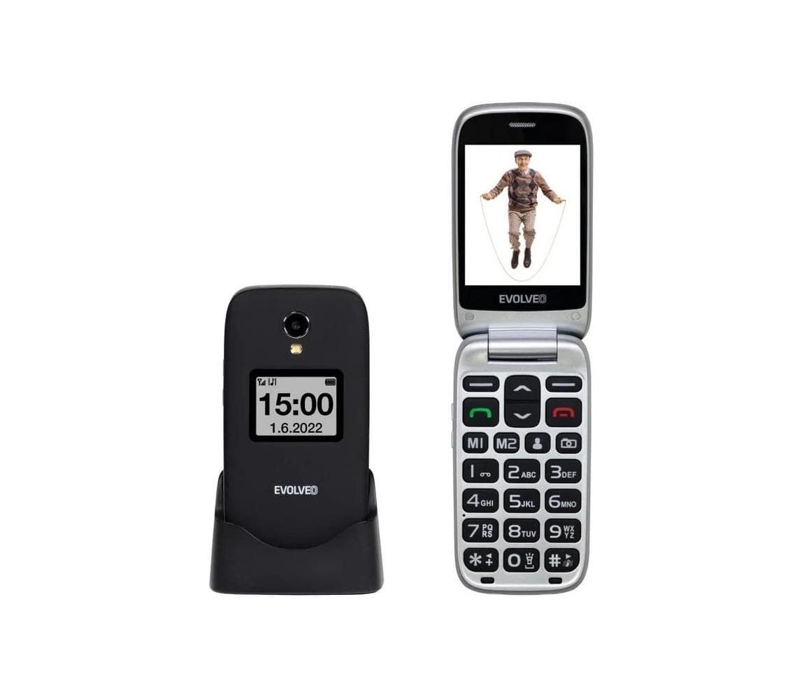 Evolveo - EasyPhone FS klopný mobilný telefón pre seniorov 2.8" čierna EP-771-FSB