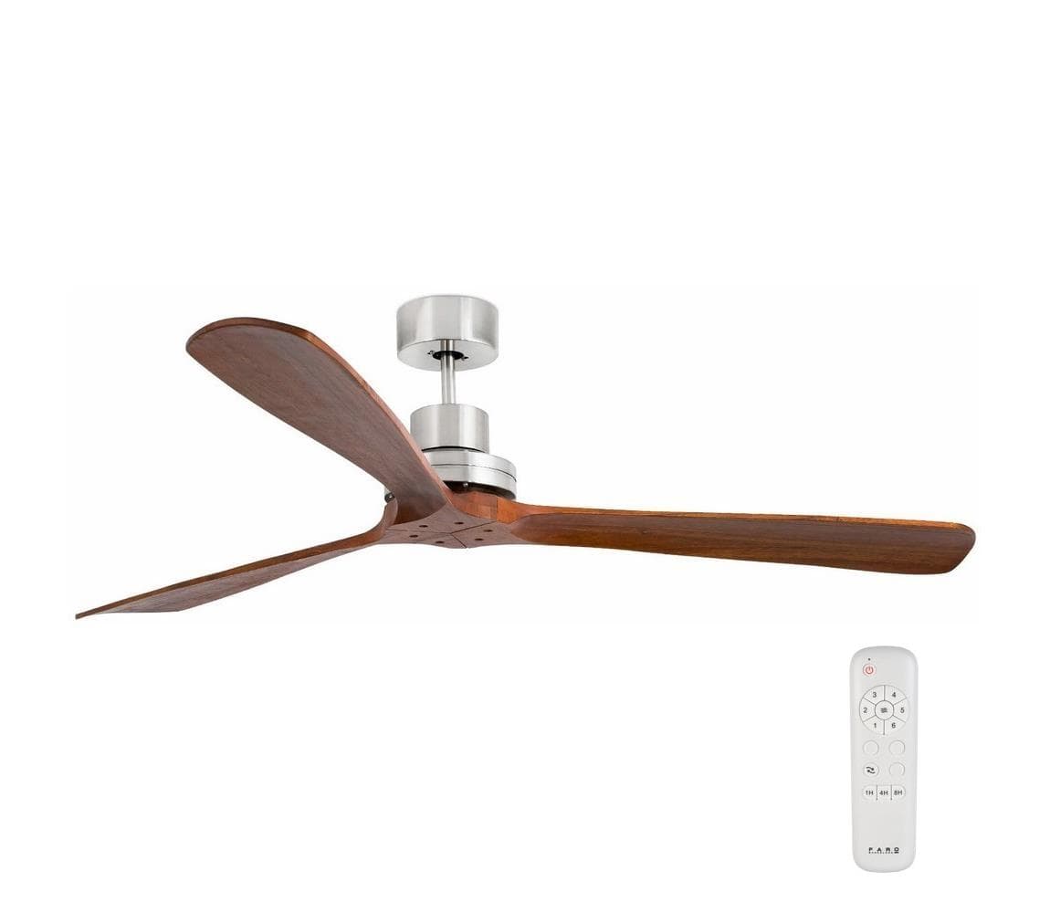 FARO Barcelona FARO 33464DC-Stropný látor LANTAU XL hnedá/chróm pr.168 cm+dálkové ovládanie 33464DC