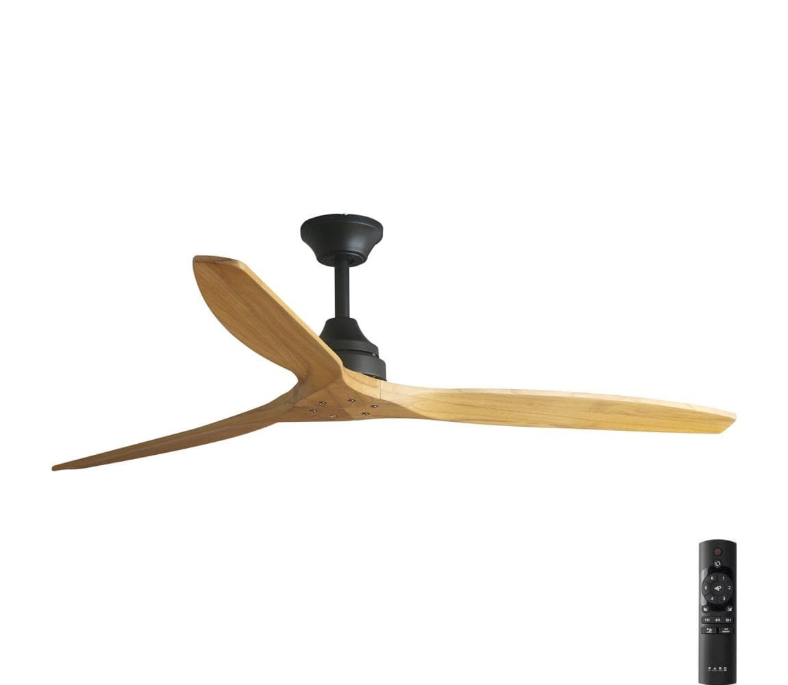 FARO Barcelona FARO 33718DC - Stropný látor ALO L drevo/čierna pr. 152 cm + diaľkové ovládanie 33718DC