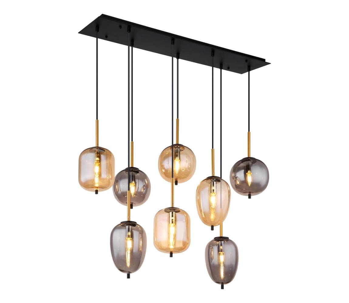 Globo 15345-8A - Luster na lanku BLACKY 8xE14/40W/230V mosadz 15345-8A