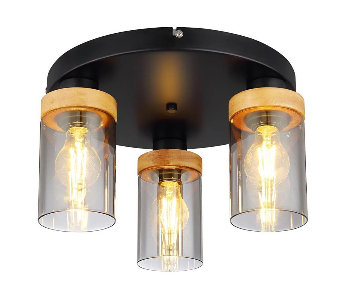 Globo 15557-3D - Prisadený luster FINCA 3xE27/40W/230V kov/drevo 15557-3D