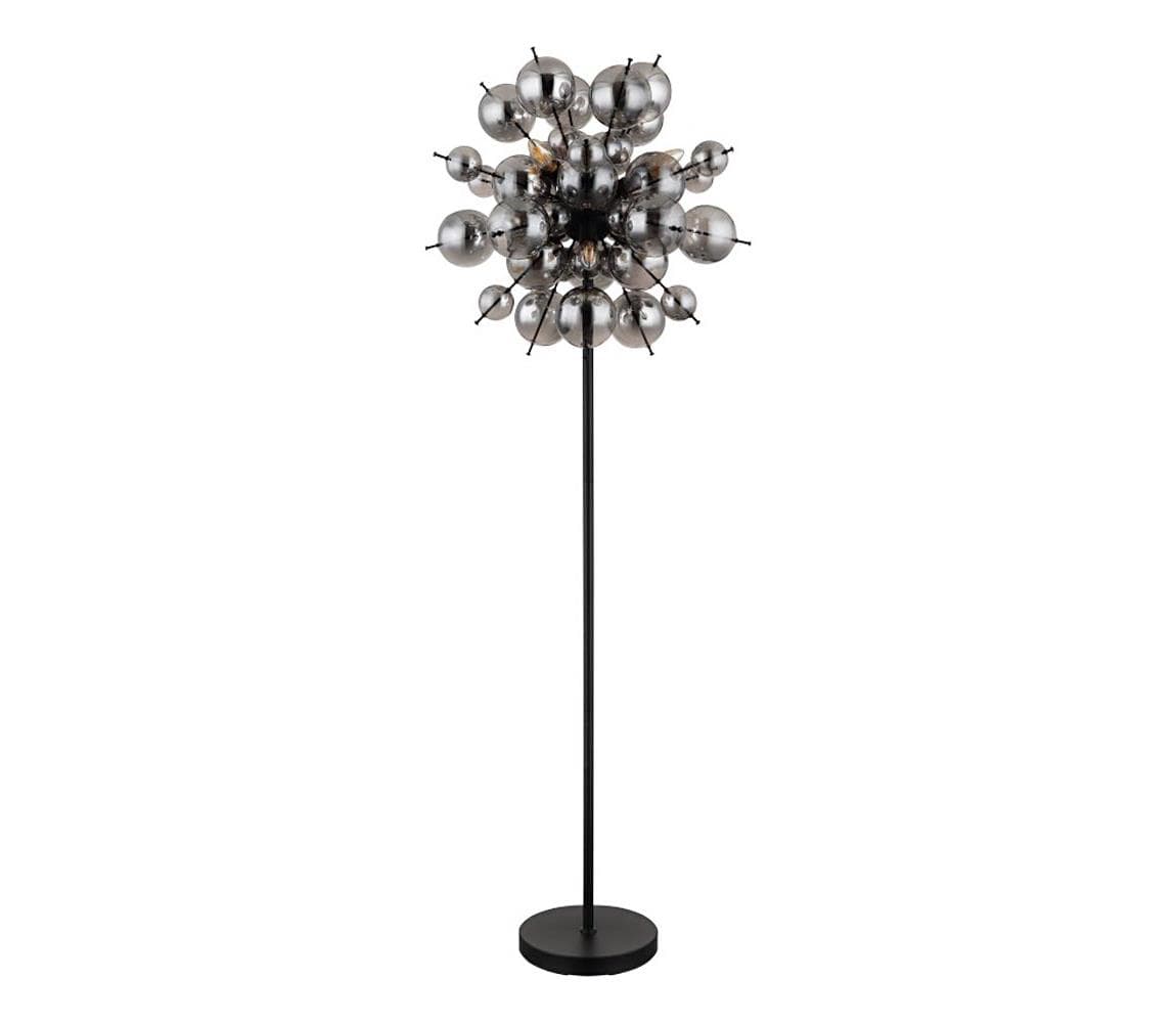 Globo 15633SS - Stojacia lampa UDO 6xE14/25W/230V čierna/dymová 15633SS