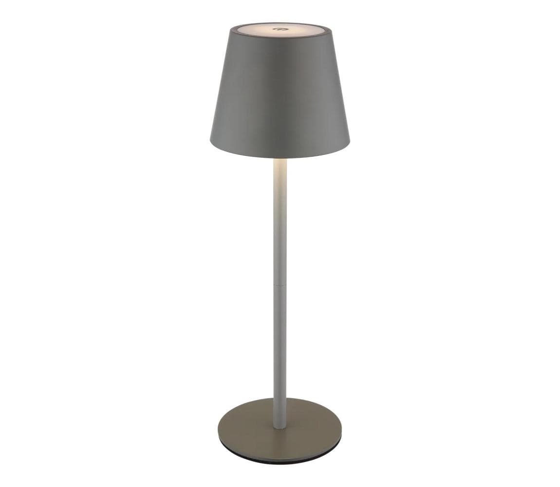 Globo 58488G-LED stmievateľná dotyková nabíjateľná vonkajšia stolná lampa VANNIE 3W/5V IP54 1800mAh sivá 58488G