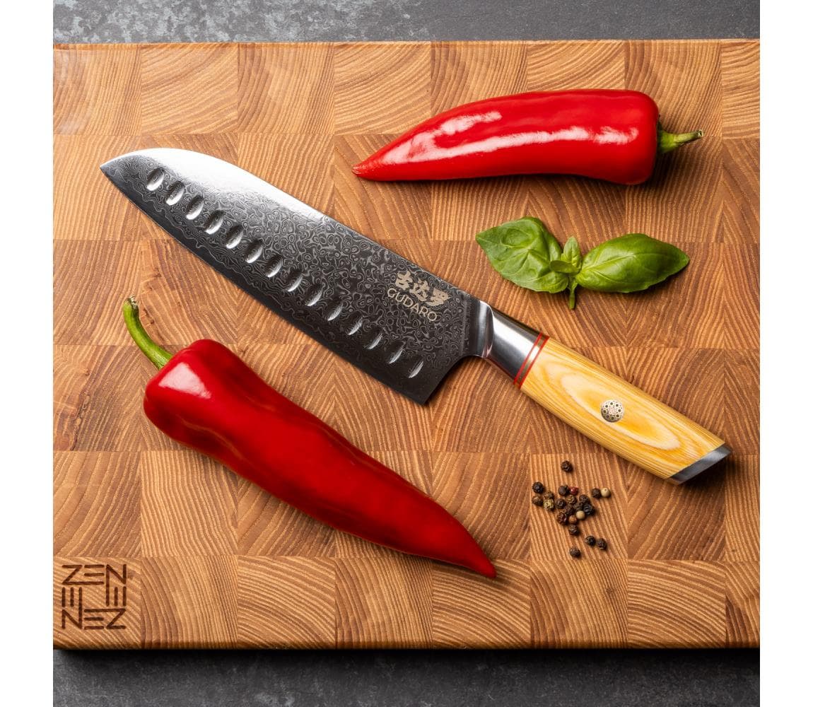 Gudaro - Damaškový Santoku kuchynský nôž HIKARI 7", 67 vrstiev ocele,dĺžka 17,5cm GD1005-D