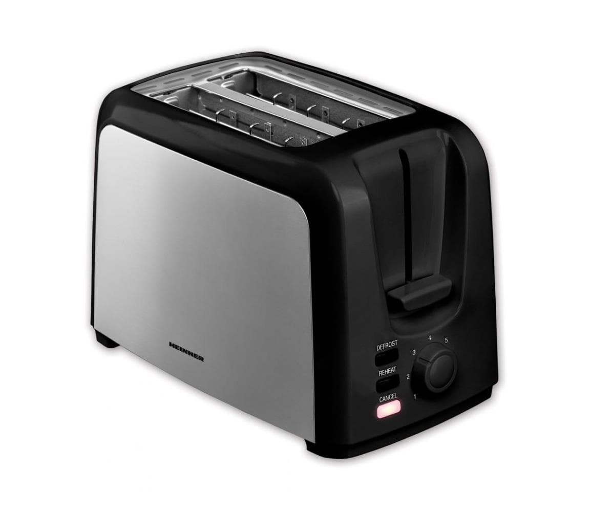 Heinner HTP-700BKSS - Hriankovač s dvoma otvormi 700W/230V čierna/matný chróm HTP-700BKSS