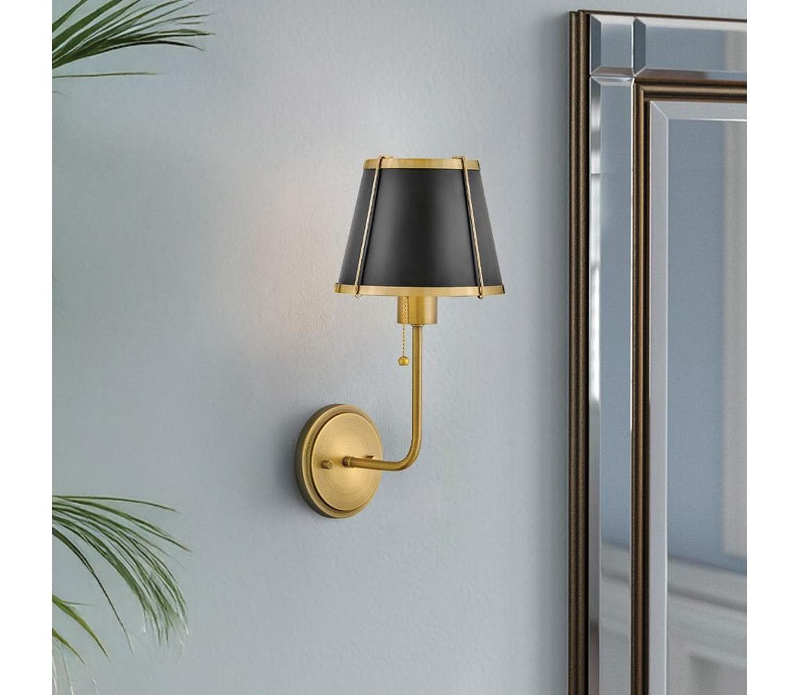 Elstead Hinkley HK-CLARKE1-BR-BK - Nástenná lampa CLARKE 1xE27/40W/230V mosadz/čierna HK-CLARKE1-BR-BK