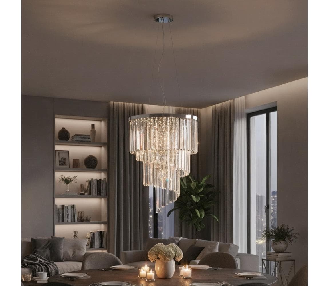 Ideal Lux - Krištáľový luster na lanku CARLTON 12xE14/40W/230V pr. 50 cm chróm 166247