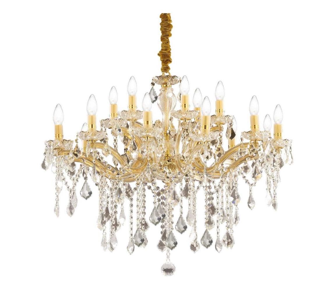Ideal Lux - Krištáľový luster na reťazi FLORIAN 18xE14/40W/230V pr. 86 cm zlatá 075181