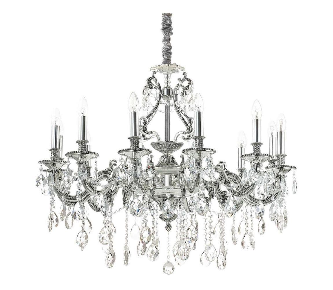 Ideal Lux-Krištáľový luster na reťazi GIOCONDA 12xE14/40W/230V pr. 90 cm strieborná 164953