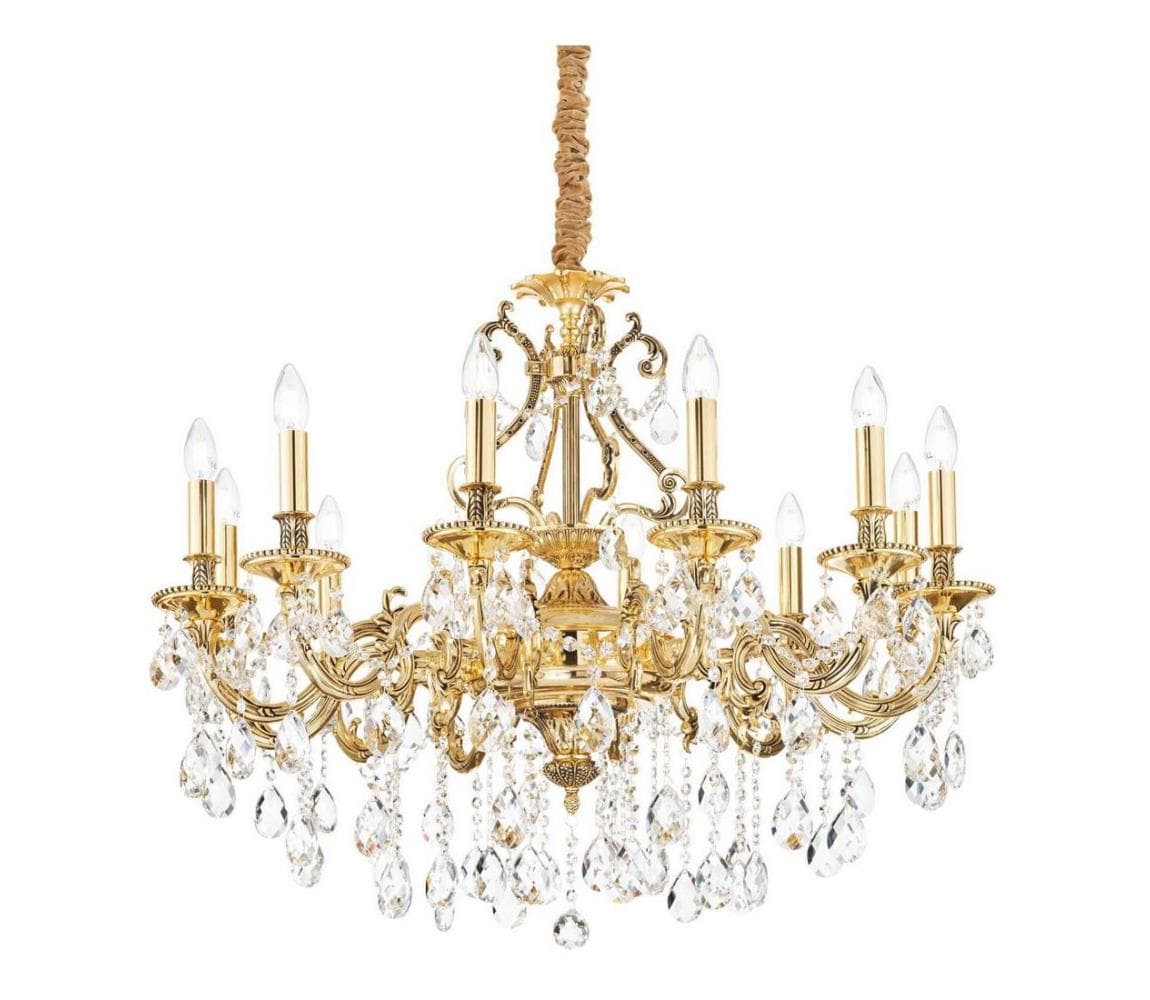 Ideal Lux - Krištáľový luster na reťazi GIOCONDA 12xE14/40W/230V pr. 90 cm zlatá 164960