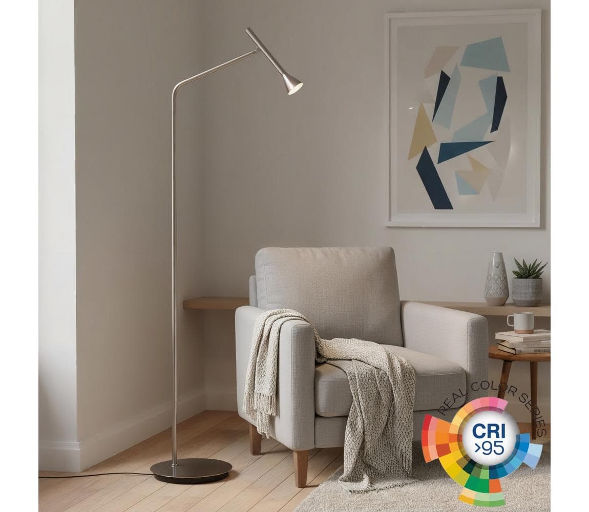 Ideal Lux - LED stojacia lampa DIESIS, 4,5 W/230 V, CRI 95, matný chróm 285337