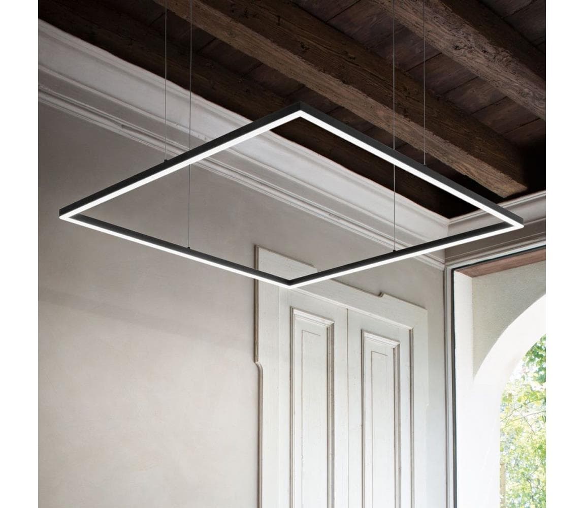 Ideal Lux - LED závesný luster ORACLE SLIM LED/53W/230V 3000K 90x90 cm čierna 259208