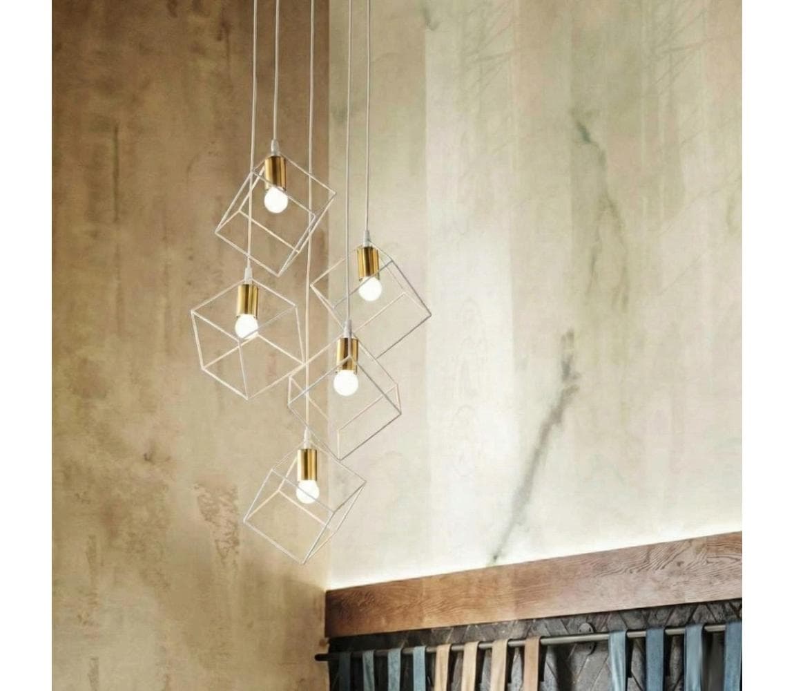 Ideal Lux - Luster na lanku ICE 5xE27/60W/230V pr. 50 cm biela 237671